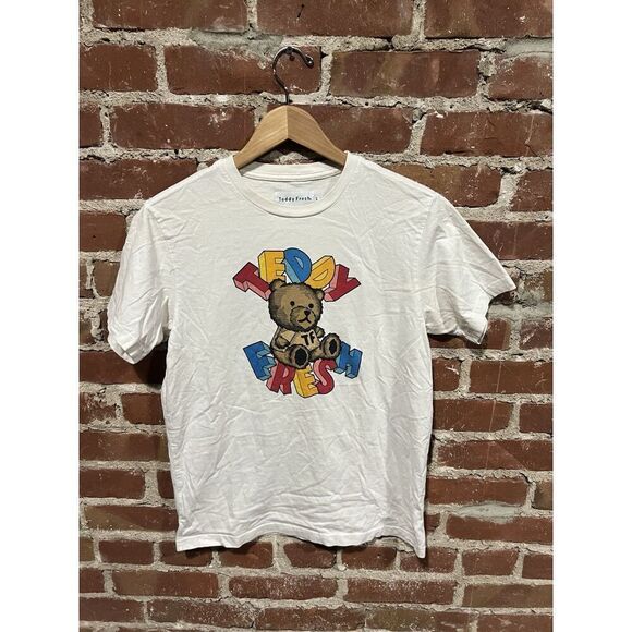 Teddy Fresh Mens White Short Sleeve Teddy Bear Graphic T-shirt size Small - Picture 1 of 3